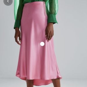 Pink Midi Satin Zara skirt NWT